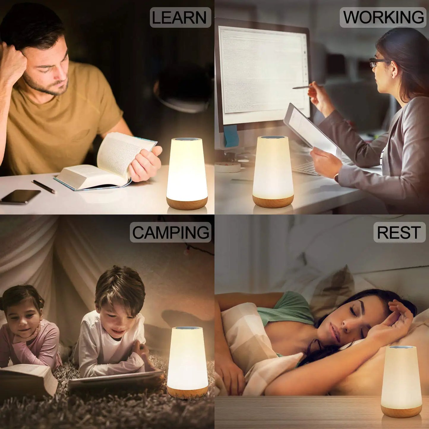 13-Color RGB Night Light – Touch & Remote Control, USB Rechargeable, Dimmable Table & Bedside Lamp