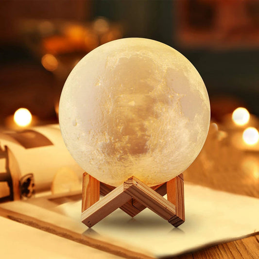 Battery-Powered 3D Moon Lamp – Cozy Night Light